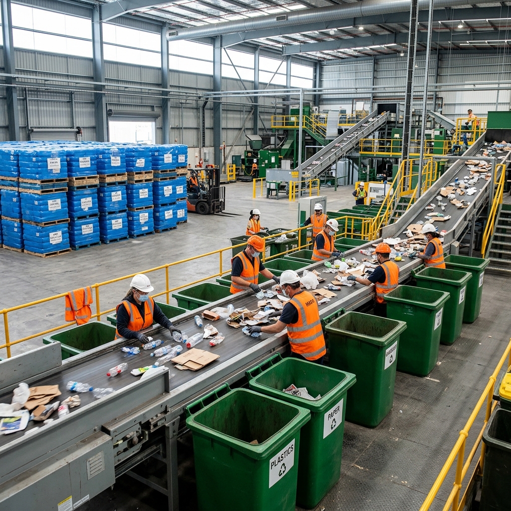 Material Recovery Facility  -  waste segregation and sorting